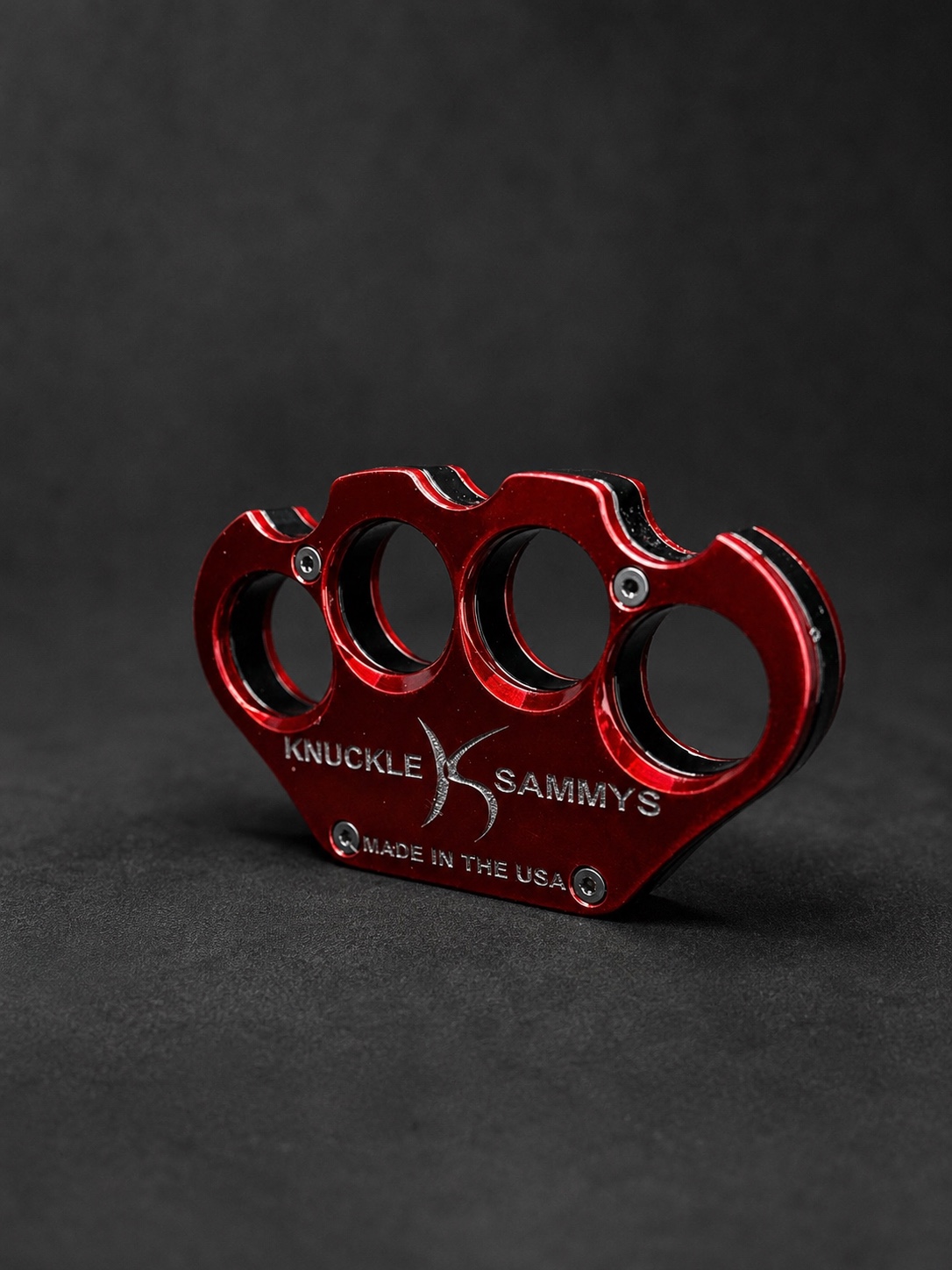 Red and black Knuckle Sammy’s design